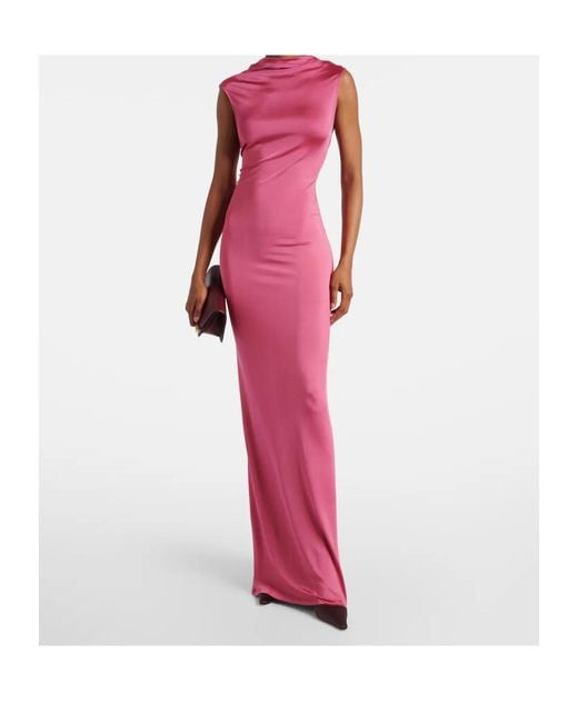 Victoria Beckham Red Draped Jersey Gown