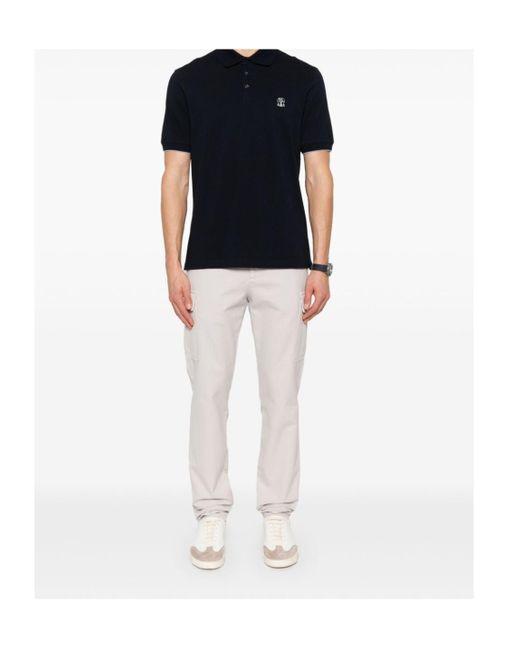 Brunello Cucinelli White Straight-Leg Cargo Pants for men
