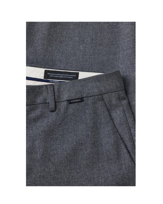 Closed Gray Relaxed Wool-Blend Pants for men