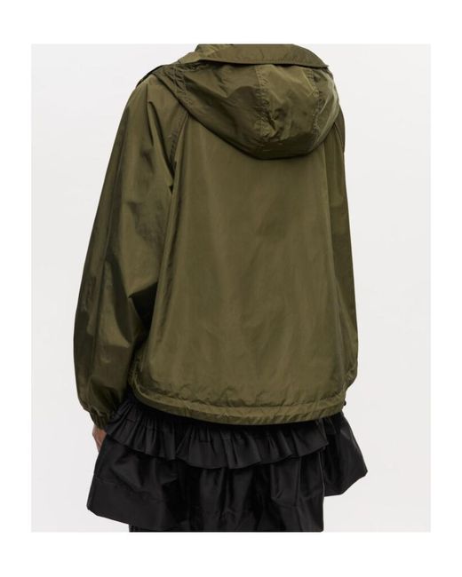 Ganni Green Logo Patch Hooded Jacket