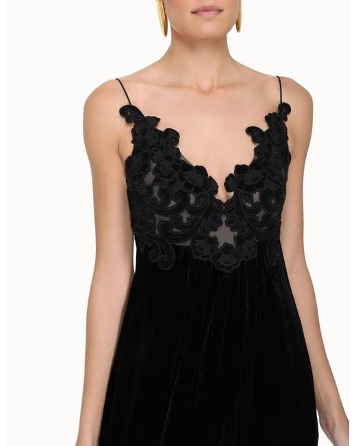 Zimmermann Black Floral-Embellished Velvet A-Line Dress