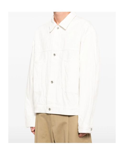 Studio Nicholson White Button-Up Denim Jacket for men