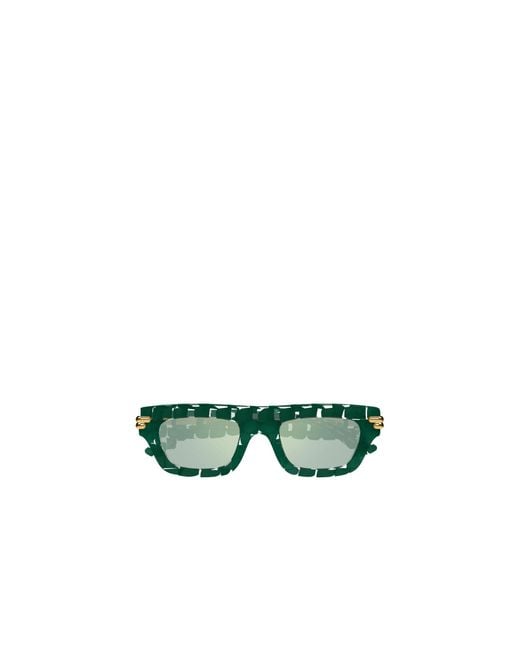 Bottega Veneta Green Eyewear Mitre Square Frame Sunglasses for men