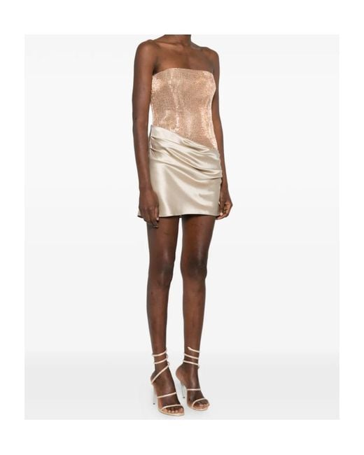 retroféte Natural Retrofete Marieta Embellished Draped Strapless Mini Dress