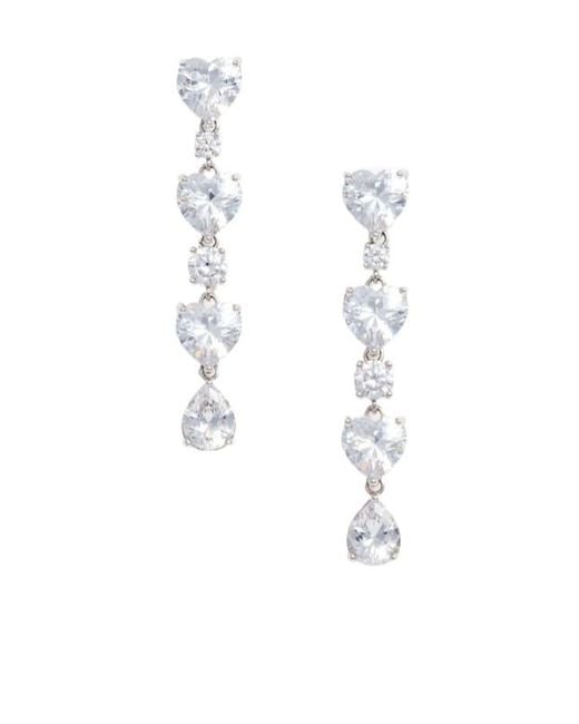 Self-Portrait White Crystal Heart Drop Earrings