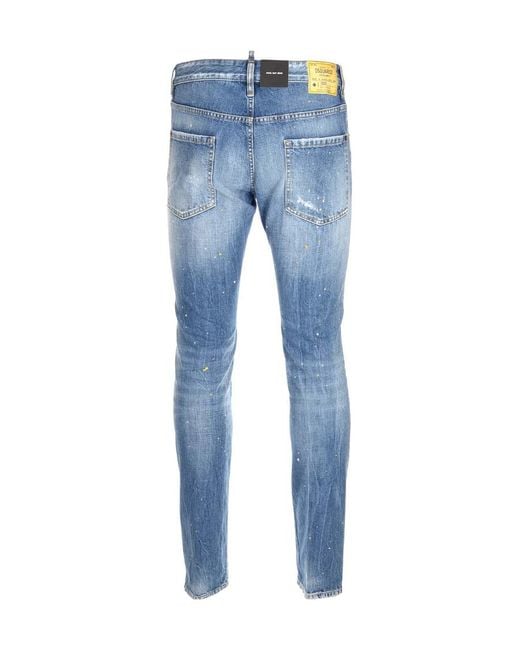 DSquared² Blue Patchwork Logo Detailed Jeans for men