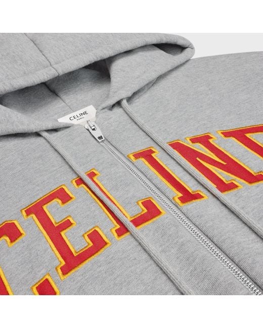 Céline Gray Loose Zip Up Hoodie for men