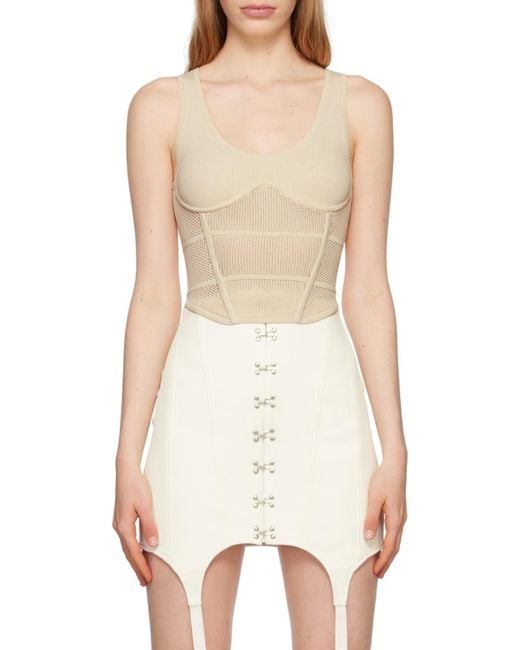 Dion Lee White Corset-Style Crochet-Knit Top