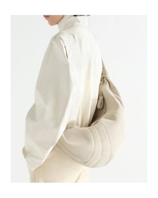 Lemaire Natural Large Croissant Panelled Leather Shoulder Bag for men