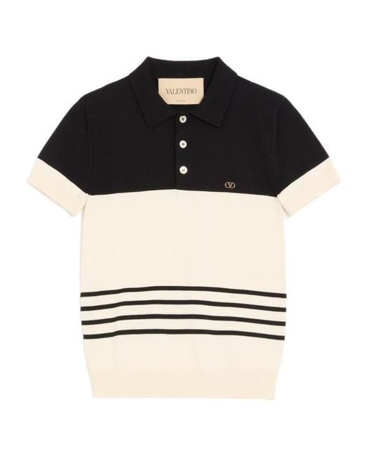 Valentino Black Wool Polo Shirt With Vlogo for men
