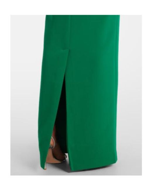 Safiyaa Green One-Shoulder Crepe Gown