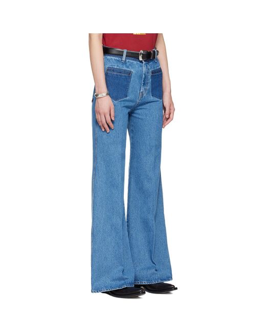 Lu'u Dan Blue Bruce Lee X Collaboration Nocturnal Flare Jeans for men