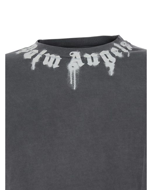 Palm Angels Gray Short-Sleeved T-Shirt for men