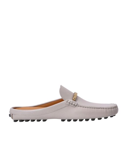 Tod's White Logo Engraved Slip-On Sandals