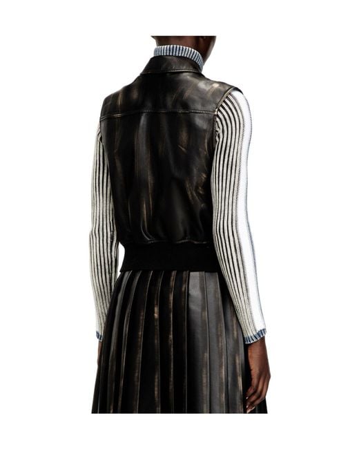 DIESEL Black Casual Sleeveless Leather Jacket