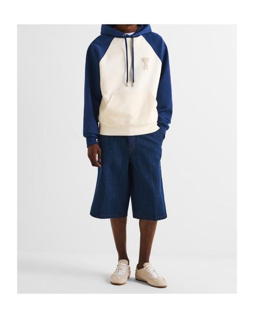 AMI Blue Logo Hoodie for men