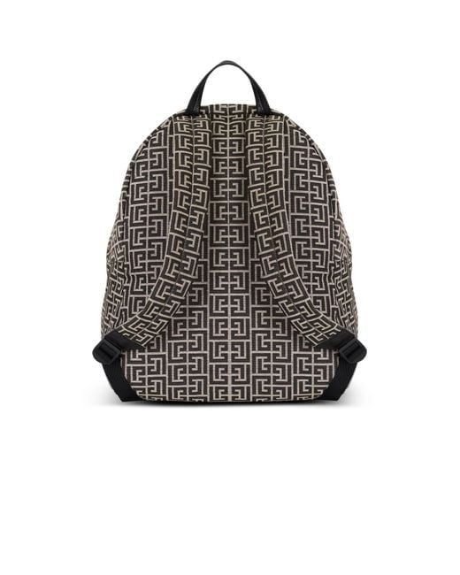 Balmain Gray Pulse Monogram Jacquard Backpack for men