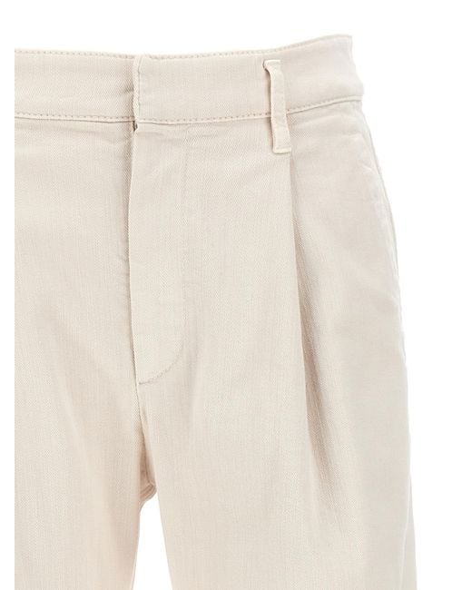 Brunello Cucinelli Natural Pleated Straight Leg Jeans