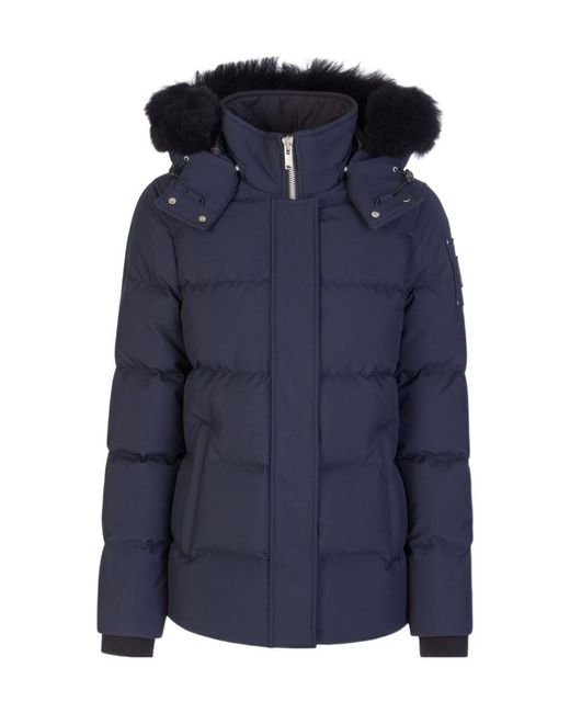 Moose Knuckles Blue Quilted Hooded Down Jacket