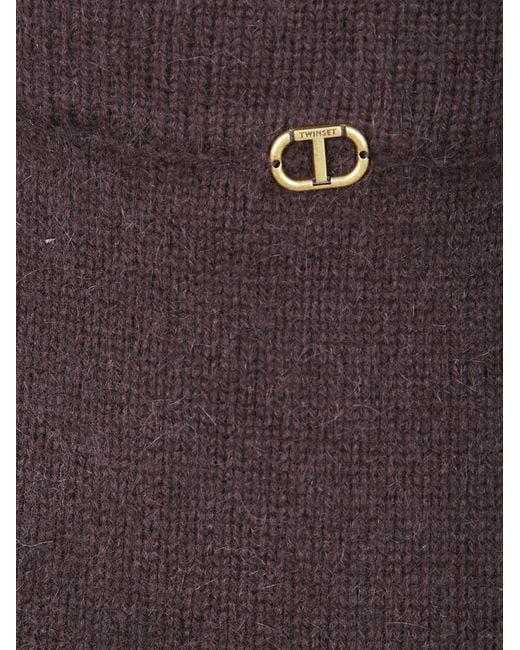 Twinset Purple Knit Midi Skirt