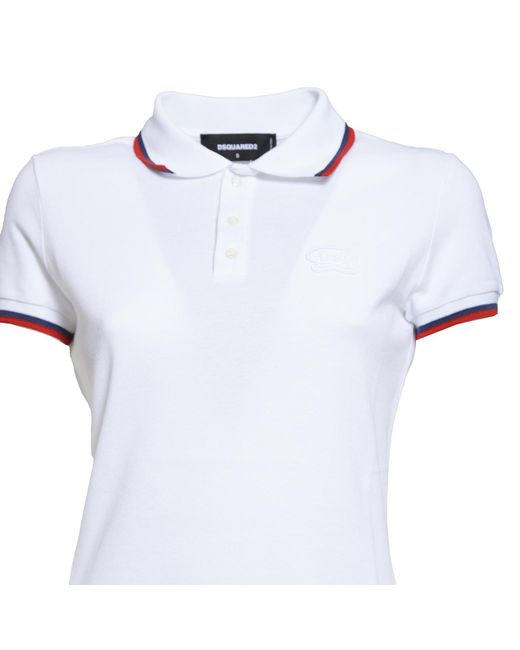 DSquared² White Logo Patch Polo Dress