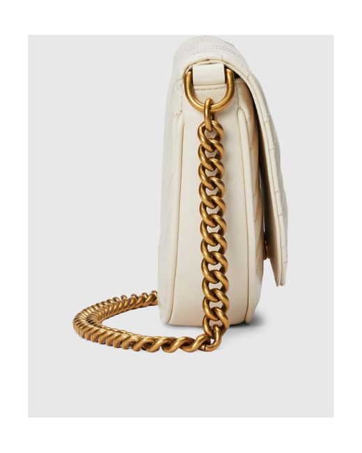 Gucci White Gg Marmont Matelassé Mini Crossbody Bag