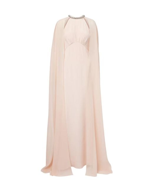 Roland Mouret Pink Embellished Caped Gown