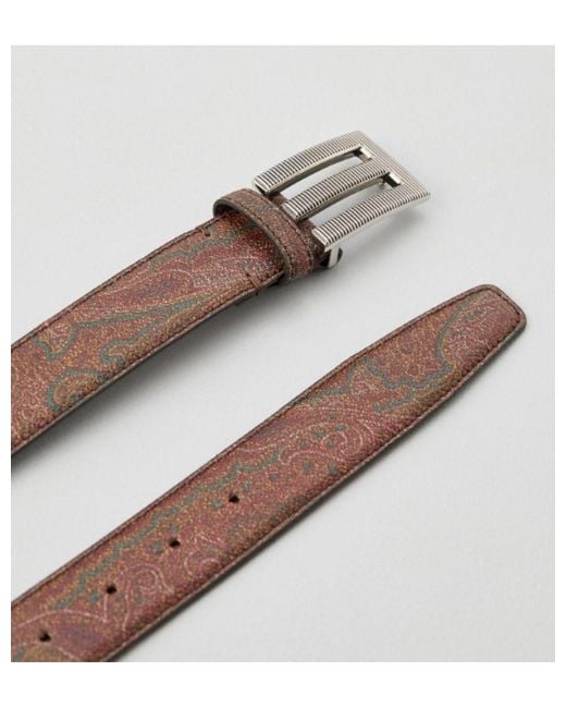 Etro Brown Paisley Printed Belt for men