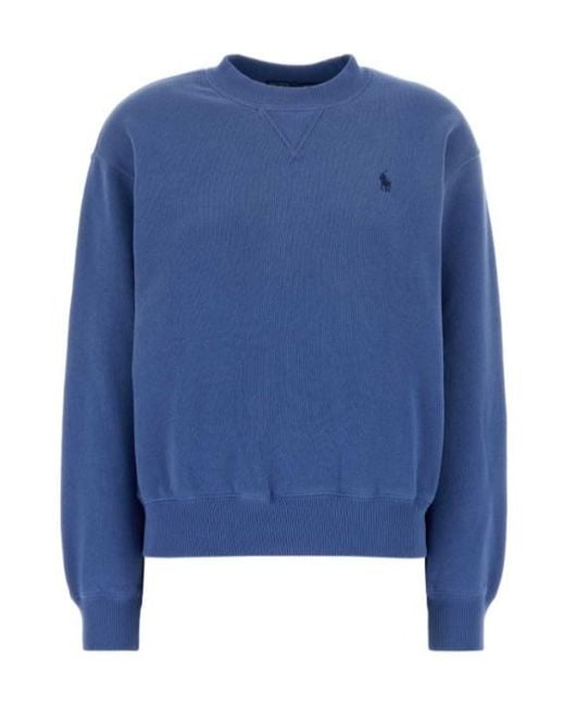 Polo Ralph Lauren Blue Logo Embroidered Crewneck Sweatshirt