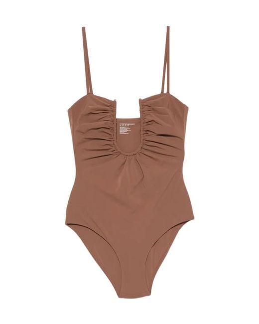 Christopher Esber Brown Arced Ruched Swimsuit