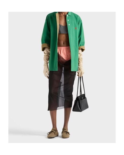 Prada Gray Crepe De Chine Top