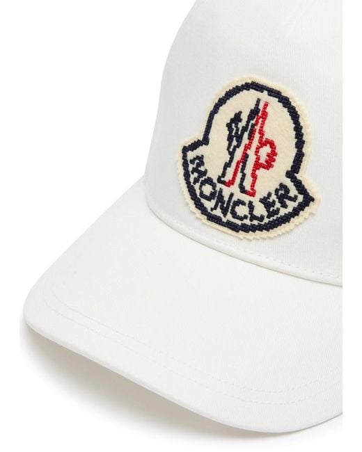 Moncler White Logo Cotton Cap for men