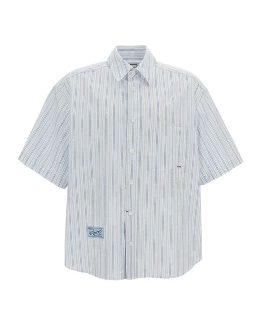 Wooyoungmi White Striped Short-Sleeved Shirt for men