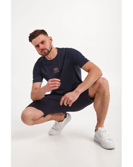 Paul & Shark Blue T-Shirt With Round Neck And Short Sleeves for men