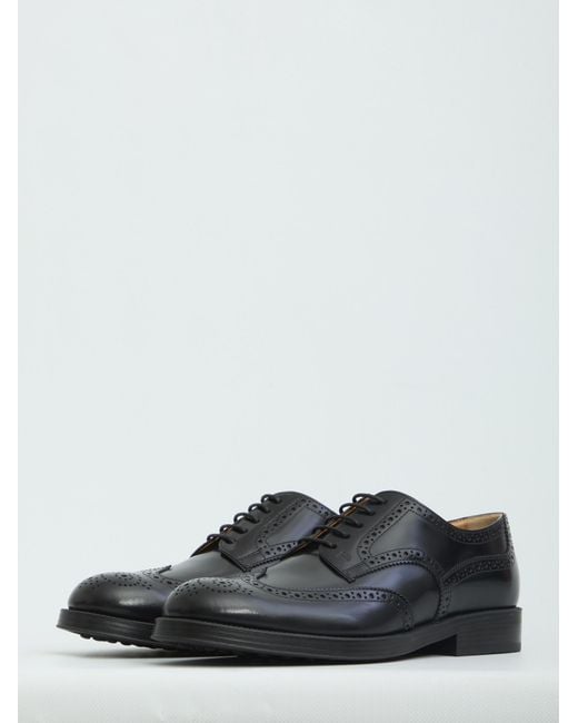 Tod's Black Wingtip Brogue Derby Shoes for men