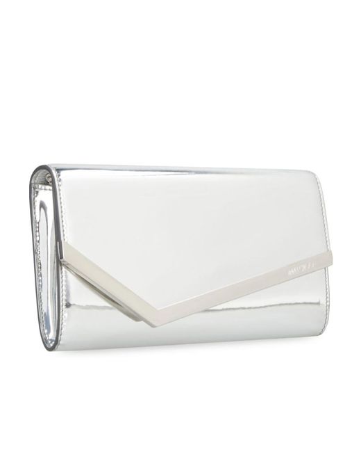 Jimmy Choo Gray Bonny Glitter Chain-Linked Clutch Bag