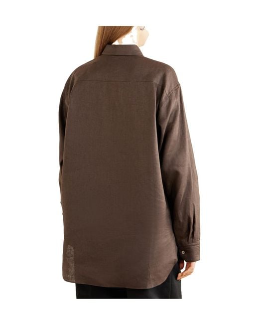 Ssstein Brown Oversized Linen Shirt