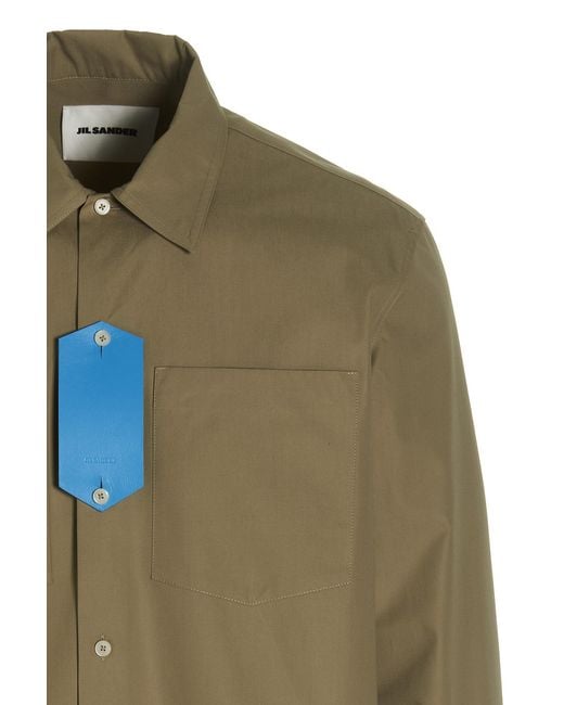 Jil Sander Green Long-Sleeve Cotton Shirt for men