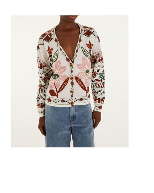 Farm Rio Multicolor Floral Embroidered Cardigan