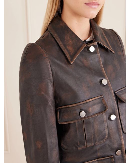 ShuShu/Tong Brown Lapel Leather Jacket