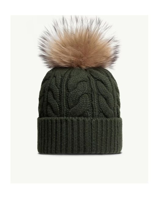 Moncler Green Grenoble Pompon Braided Beanie