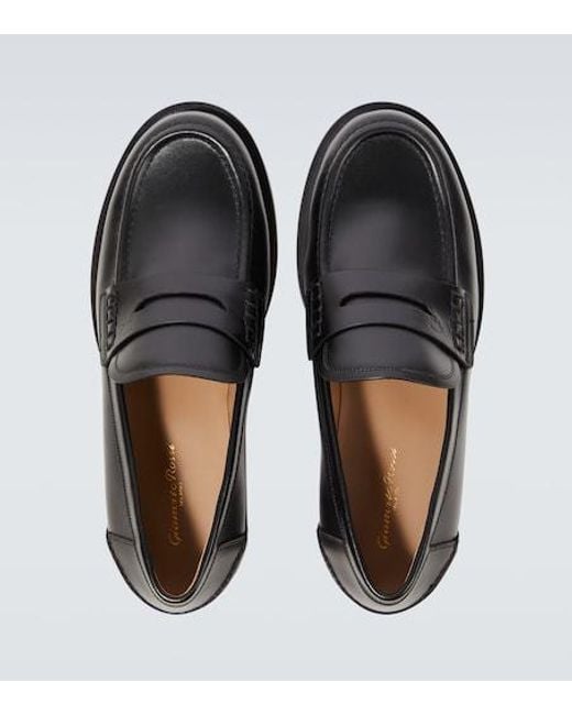 Gianvito Rossi Black Michael Leather Loafers for men