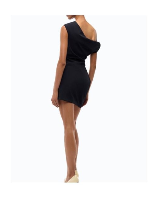 Pinko Black Off-Shoulder Draped Dress