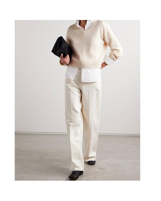 Nili Lotan White Korina Ribbed Sweater