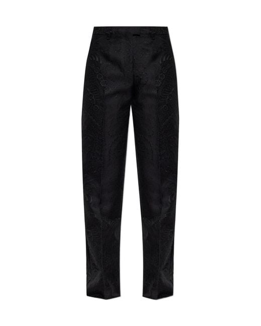 Etro Black Paisley Jacquard Straight-Leg Tailored Trousers