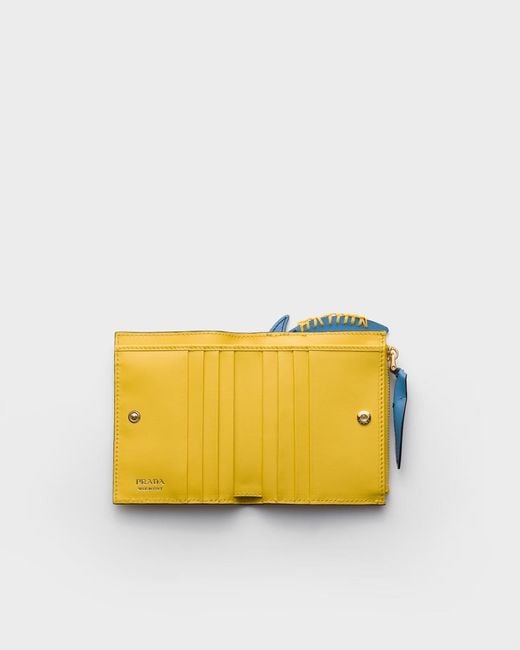 Prada Yellow Animal Appliqué Zip Wallet