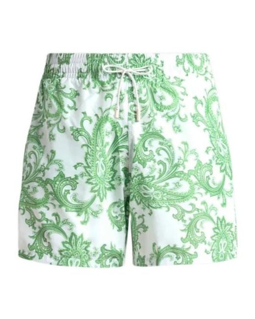 Etro Green Paisley Swim Shorts for men