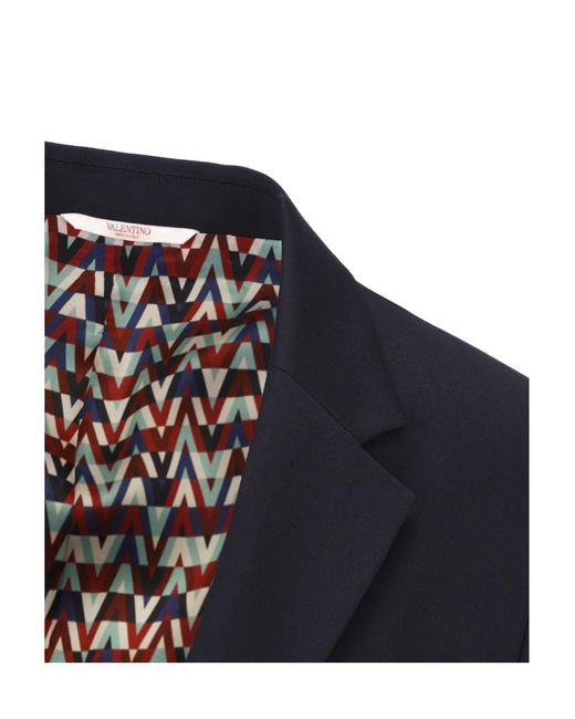 Valentino Blue Single-Breasted Tailored Blazer for men