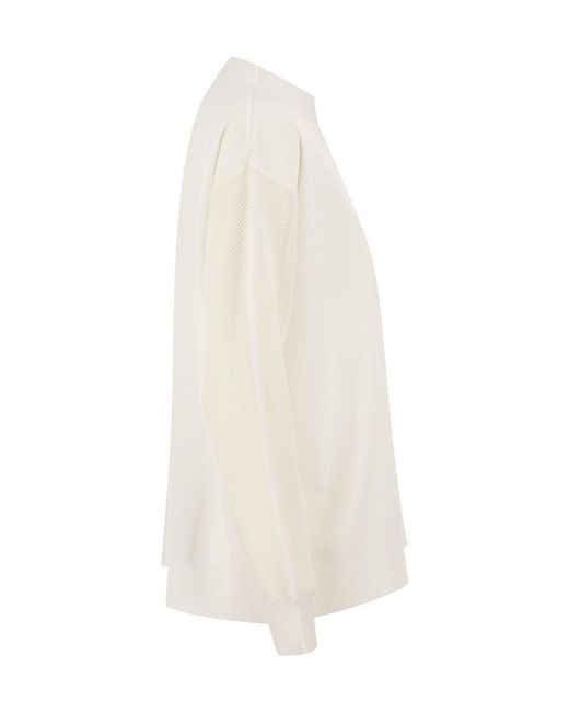 Max Mara White Round-Neck Long-Sleeved Pullover
