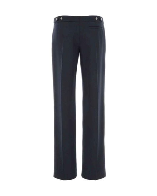 McQueen Blue Buttoned Waist Straight Pants